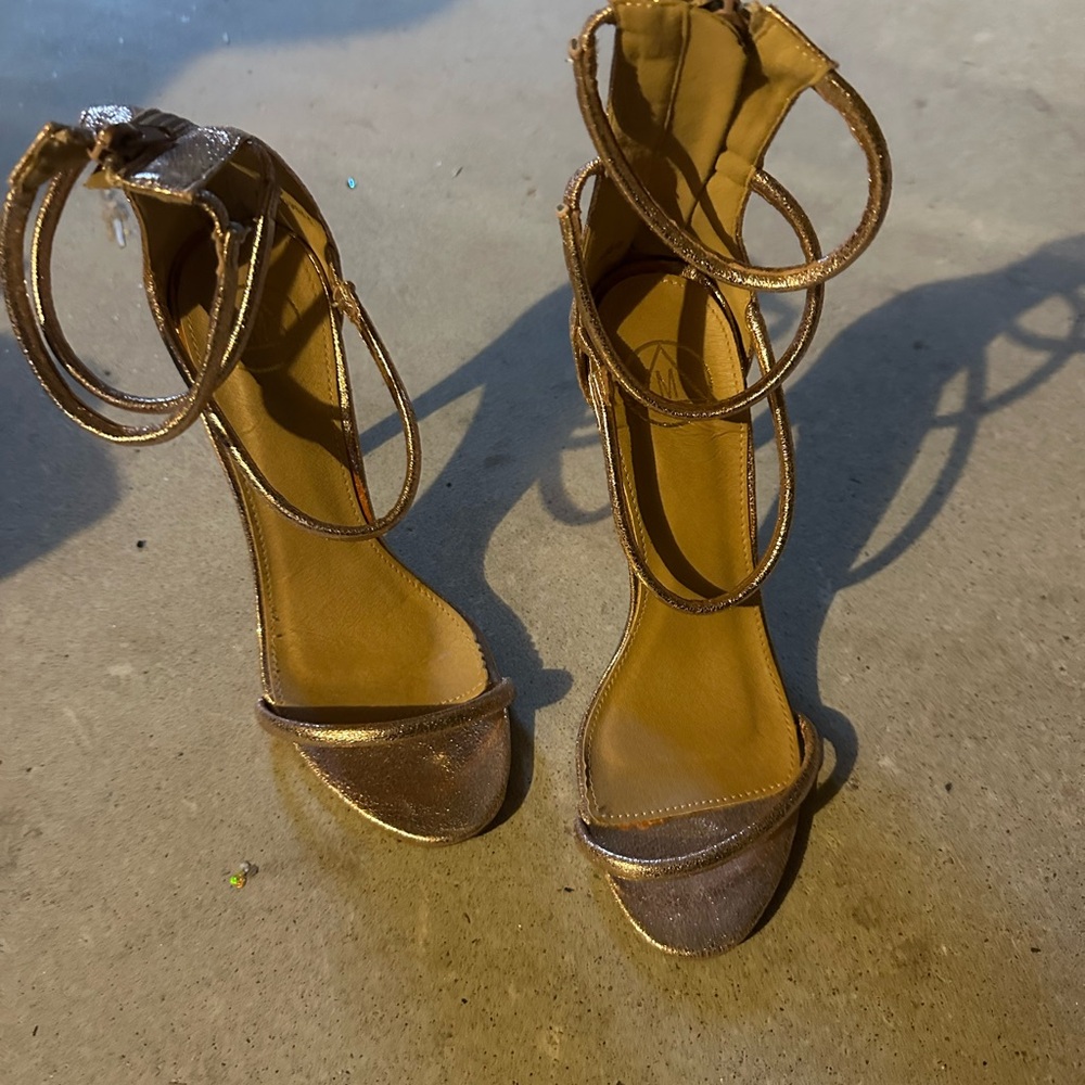 Elegant Gold Strappy Women's Heels